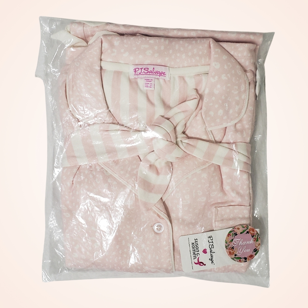 PJ Salvage x Susan G. Komen Leopard Print Pajama Set Blush NWT